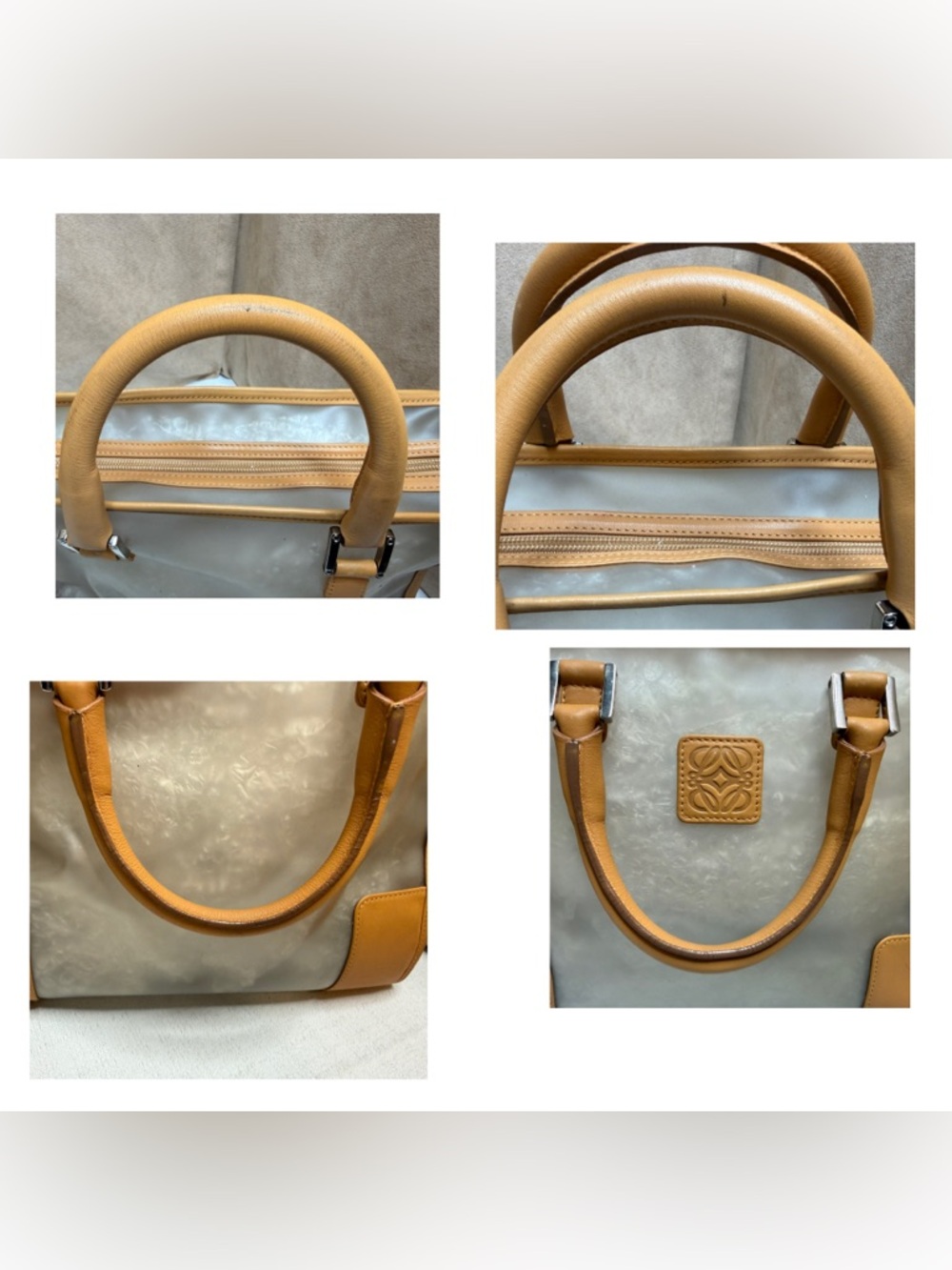 Loewe Amazona PVC & Tan Leather Satchel Top Handle w/ Pouch - Picture 10 of 14